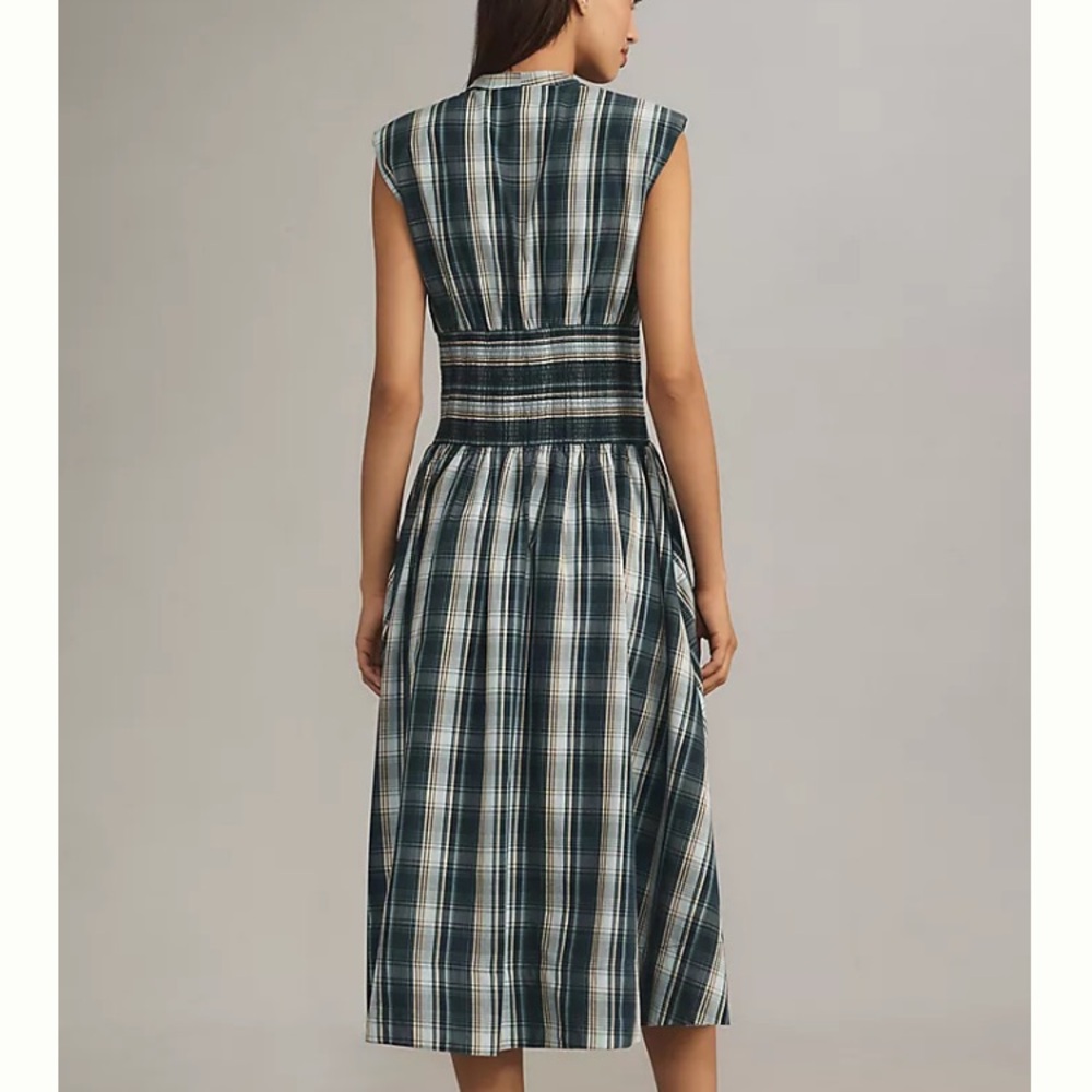 New: Anthropologie Tommie Zip-Front Midi Dress. Plaid. Pockets. Size XS - Picture 4 of 16